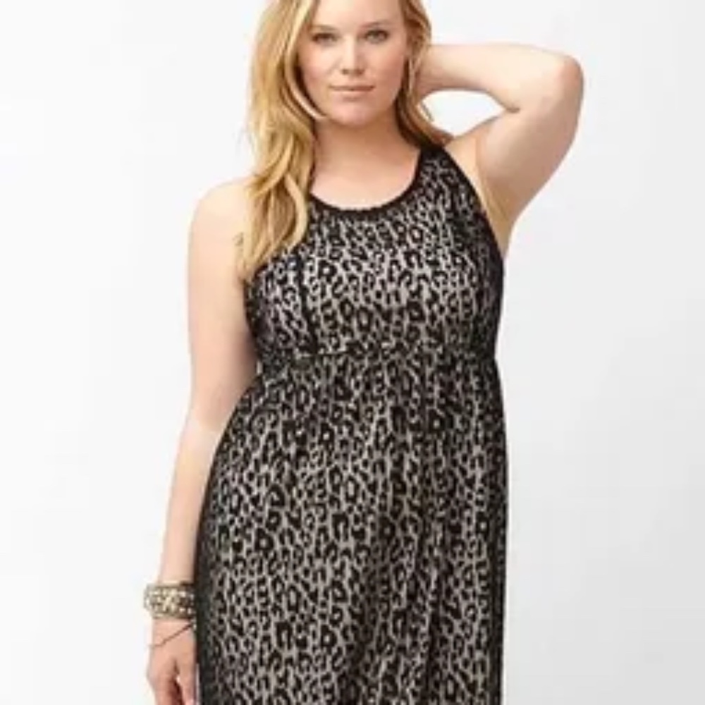 Lane Bryant Sleeveless Cheetah Print Lace Dress Approx Size 16 - Picture 1 of 6